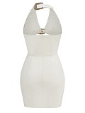 SUPER WHOLESALE |Sexy Cut-Out Backless Halter Dress with Metal Accents – Elegant Mini Dress