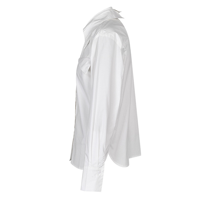 SUPER WHOLESALE | Double Collar Patchwork White Shirt