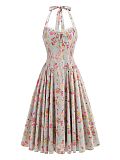 SUPER WHOLESALE |Halter Neck Floral Maxi Dress