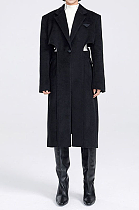 SUPER WHOLESALE | Faux Two-Piece Cut-Out Long Woolen Coat
