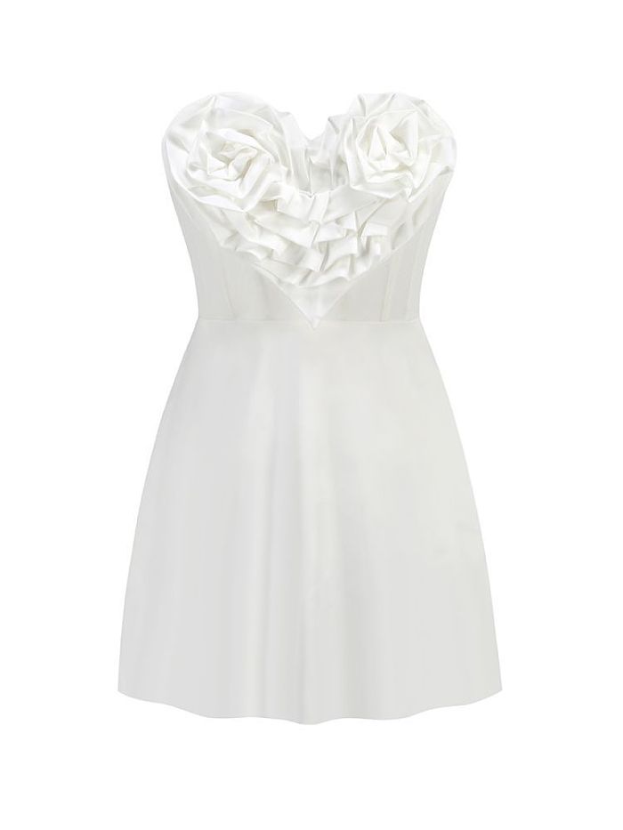 SUPER WHOLESALE | Heart-Shaped Floral Decor Strapless Dress