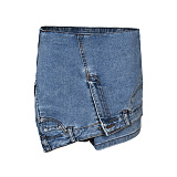 SUPER WHOLESALE | Asymmetrical Design Denim Skirt