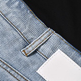 SUPER WHOLESALE | Color Block Patchwork Denim Capri Pants