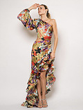 SUPER WHOLESALE | One-Shoulder Asymmetrical Ruffle Dress – Elegant Vacation Dress