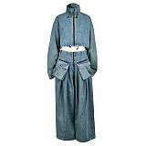 SUPER WHOLESALE |Heavy-Duty Denim Jacket Two-Piece Set