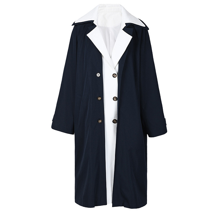 SUPER WHOLESALE |Patchwork Faux Two-Piece Double-Breasted Trench Coat