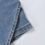SUPER WHOLESALE | Asymmetrical Design Denim Skirt
