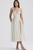 SUPER WHOLESALE |Halter Neck Floral Maxi Dress