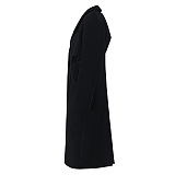 SUPER WHOLESALE | Faux Two-Piece Cut-Out Long Woolen Coat