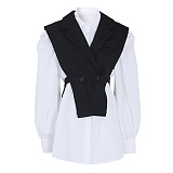 SUPER WHOLESALE | Color Block Blazer Vest Two-Piece Set