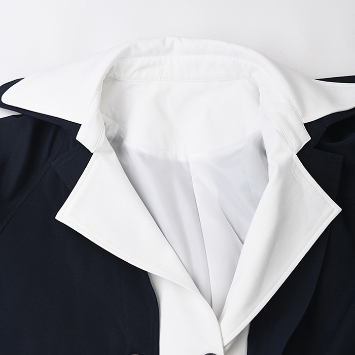 SUPER WHOLESALE |Patchwork Faux Two-Piece Double-Breasted Trench Coat