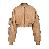 SUPER WHOLESALE | Shearling Patchwork Multi-Pocket Flight Jacket