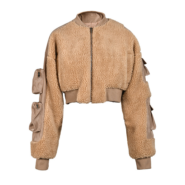 SUPER WHOLESALE | Shearling Patchwork Multi-Pocket Flight Jacket