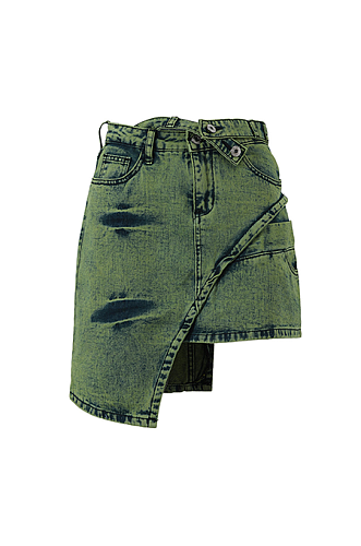SUPER WHOLESALE | Patchwork Denim Midi Skirt