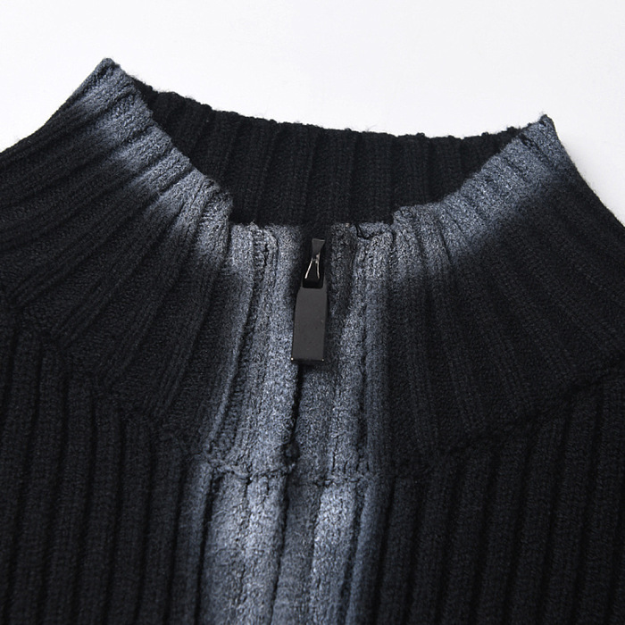 SUPER WHOLESALE | Ribbed Knit Zip-Up Sweater