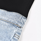SUPER WHOLESALE | Color Block Patchwork Denim Capri Pants