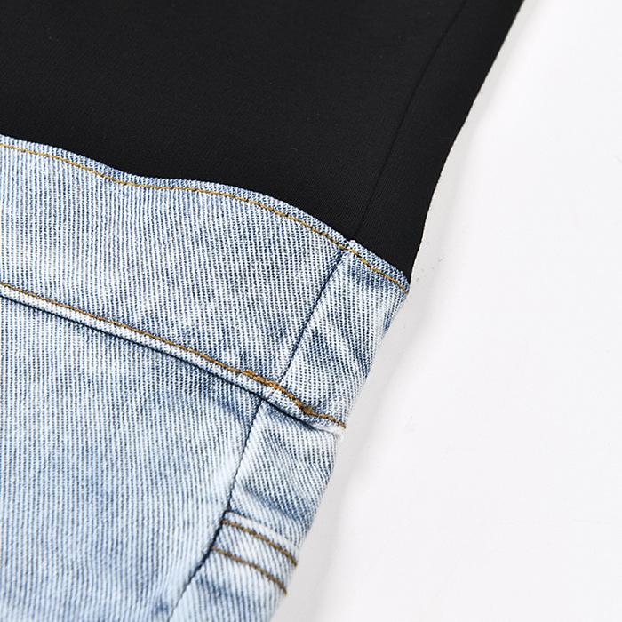 SUPER WHOLESALE | Color Block Patchwork Denim Capri Pants