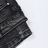 SUPER WHOLESALE | Asymmetrical Design Denim Skirt
