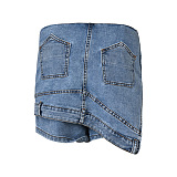 SUPER WHOLESALE | Asymmetrical Design Denim Skirt