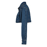 SUPER WHOLESALE | Asymmetrical Button Patchwork Deconstructed Denim Crop Jacket