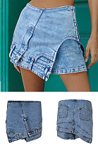SUPER WHOLESALE | Asymmetrical Design Denim Skirt