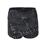 SUPER WHOLESALE | Asymmetrical Design Denim Skirt