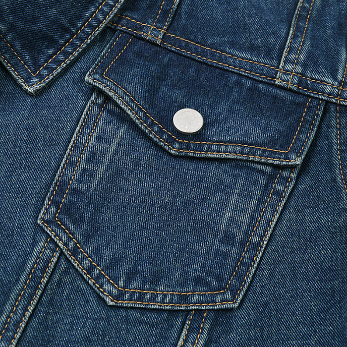 SUPER WHOLESALE | Asymmetrical Button Patchwork Deconstructed Denim Crop Jacket
