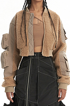 SUPER WHOLESALE | Shearling Patchwork Multi-Pocket Flight Jacket