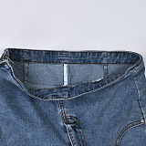 SUPER WHOLESALE | Asymmetrical Design Denim Skirt