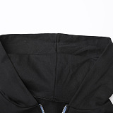 SUPER WHOLESALE | Hooded Long-Sleeve Denim Patchwork Sweatshirt Set