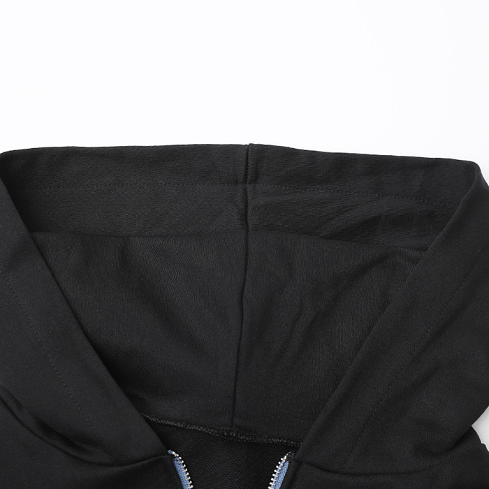 SUPER WHOLESALE | Hooded Long-Sleeve Denim Patchwork Sweatshirt Set