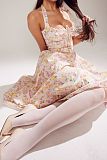 SUPER WHOLESALE |Halter Neck Floral Maxi Dress