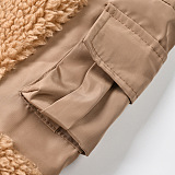 SUPER WHOLESALE | Shearling Patchwork Multi-Pocket Flight Jacket
