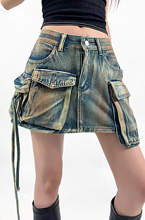 SUPER WHOLESALE | Tie-Dye High-Waisted Multi-Pocket Midi Skirt