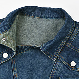 SUPER WHOLESALE | Asymmetrical Button Patchwork Deconstructed Denim Crop Jacket