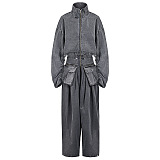 SUPER WHOLESALE |Heavy-Duty Denim Jacket Two-Piece Set