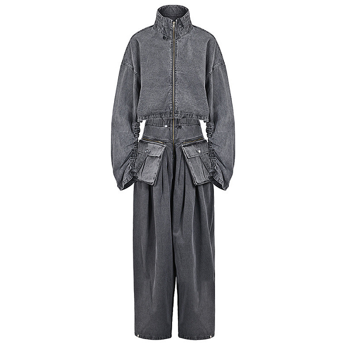 SUPER WHOLESALE |Heavy-Duty Denim Jacket Two-Piece Set