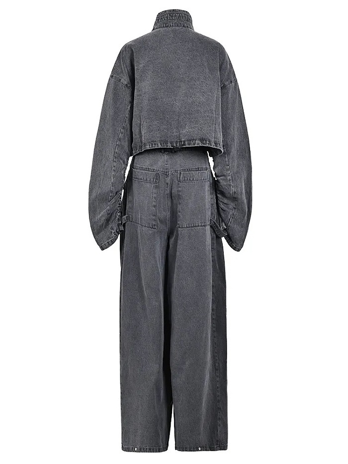 SUPER WHOLESALE |Heavy-Duty Denim Jacket Two-Piece Set