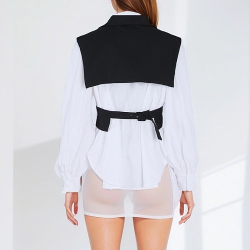 SUPER WHOLESALE | Color Block Blazer Vest Two-Piece Set
