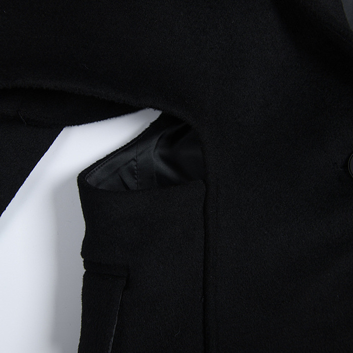 SUPER WHOLESALE | Faux Two-Piece Cut-Out Long Woolen Coat