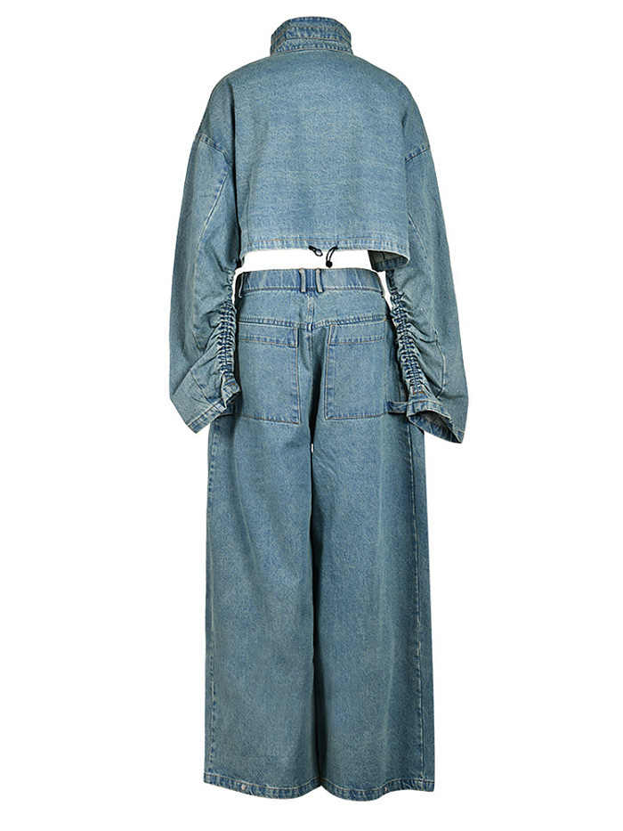 SUPER WHOLESALE |Heavy-Duty Denim Jacket Two-Piece Set
