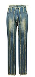 SUPER WHOLESALE | Layered Patchwork Washed Stretch Denim Jeans