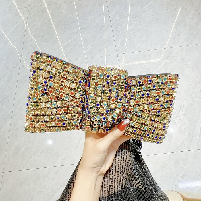 SUPER WHOLESALE|  Bowknot-Shaped Rhinestone Handbag