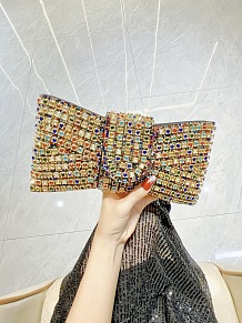 SUPER WHOLESALE|  Bowknot-Shaped Rhinestone Handbag