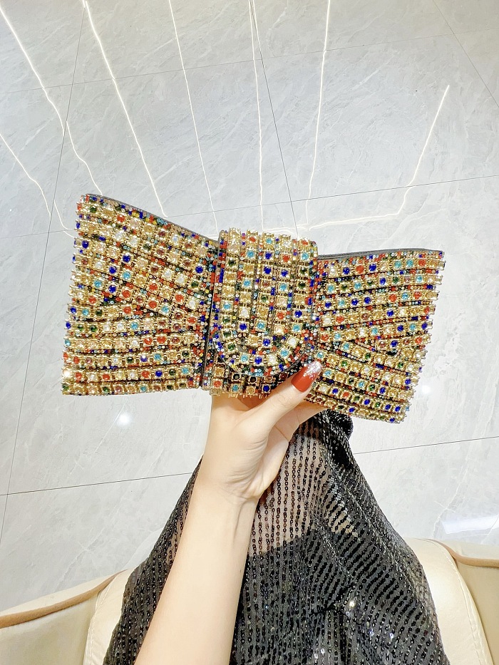 SUPER WHOLESALE|  Bowknot-Shaped Rhinestone Handbag