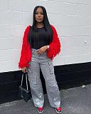 SUPER WHOLESALE | Utility Silver-Foil Multi-Pocket Denim Pants
