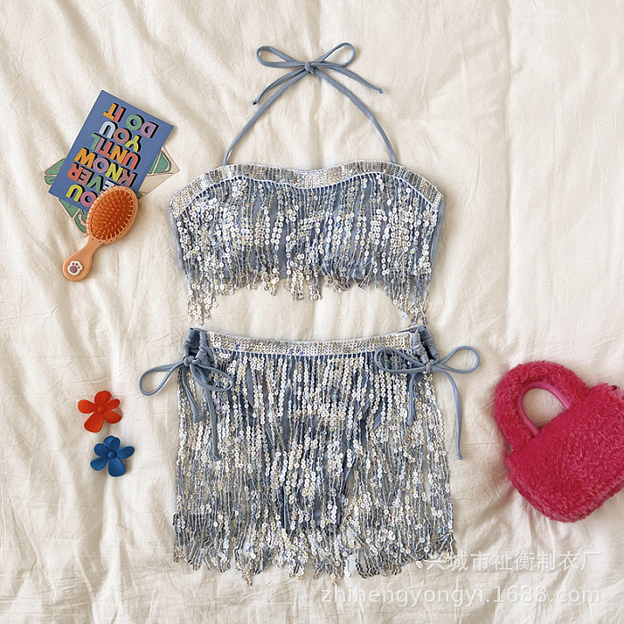 SUPER WHOLESALE | Sequins Fringe Swimwear