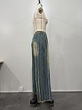 SUPER WHOLESALE | Layered Patchwork Washed Stretch Denim Jeans