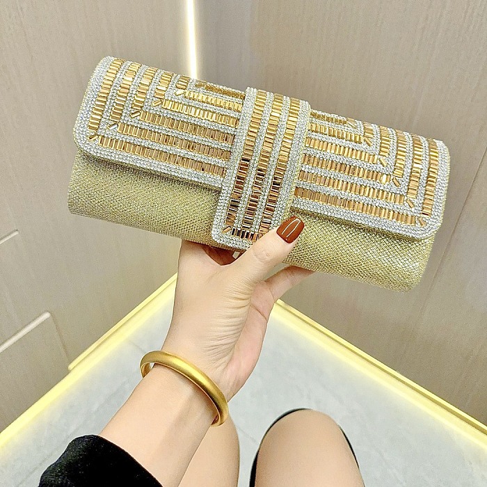 SUPER WHOLESALE|  Crystal Double-Handle Clutch Bag