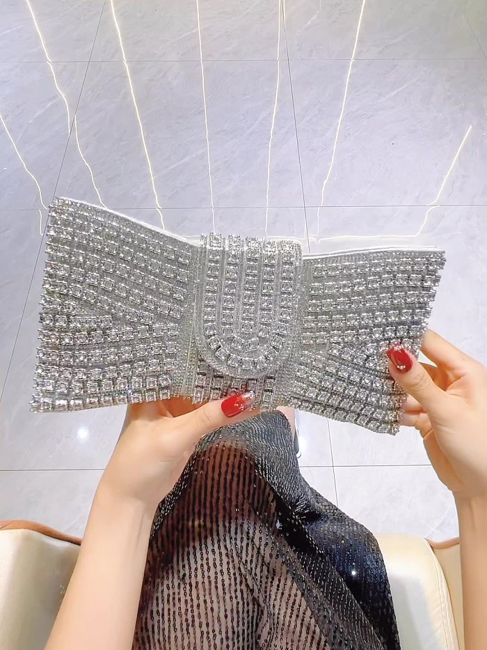 SUPER WHOLESALE|  Bowknot-Shaped Rhinestone Handbag